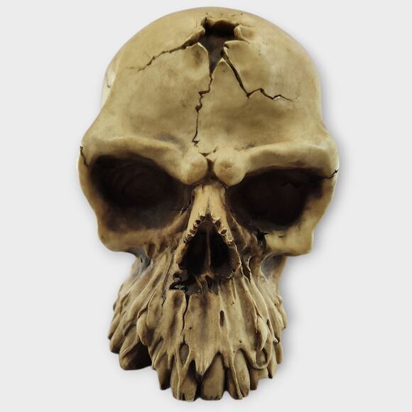 Cracked Skull Money Bank Statue Pirate Evil Sunken Eye Sockets VTG Y2K 1998 - Picture 2 of 8